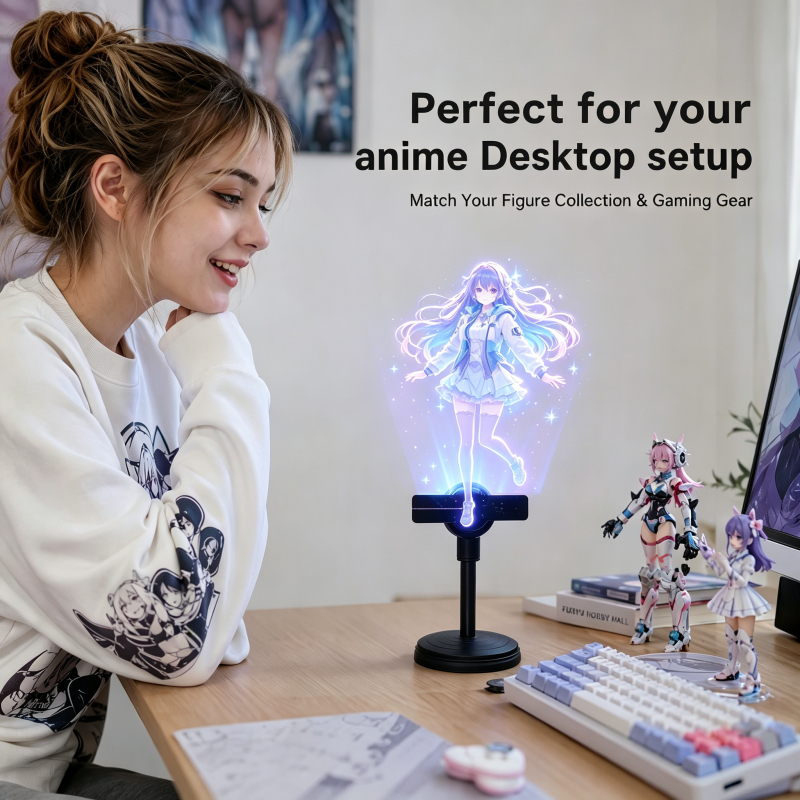 Wiilala Disesktop 3D Holographic Fan, 4.72 Inch  With , APP Transmission Built-in Video - HD  LED Holographic Display Screen, Suitable For Shops, Festival Gifts  Built Built-in Speaker Bluetooth,5V2A photo 2