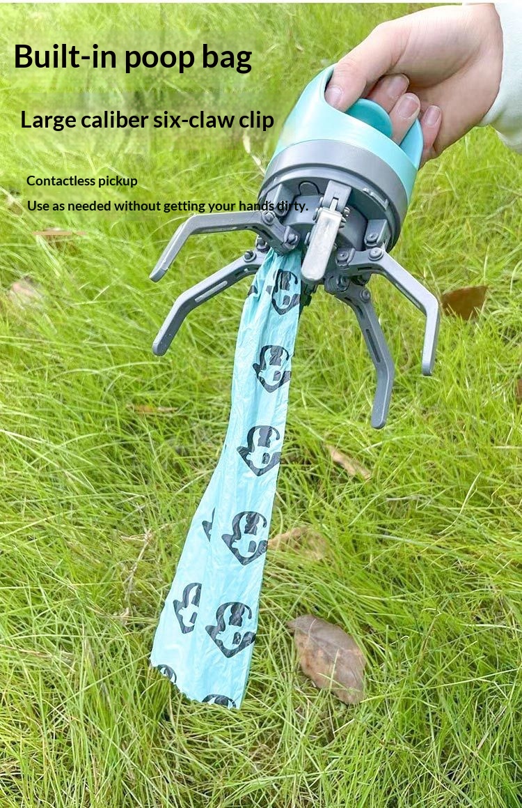 Portable 6-Claw Pet Poop Scooper With Built-in Bag Dispenser photo 3