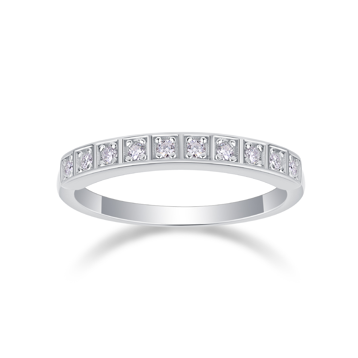 S925 Silver 1.6g Platinum Plated Moissanite Ring, 2.7mm Channel Set Band, D VVS1 GRA US 5-9 photo 7