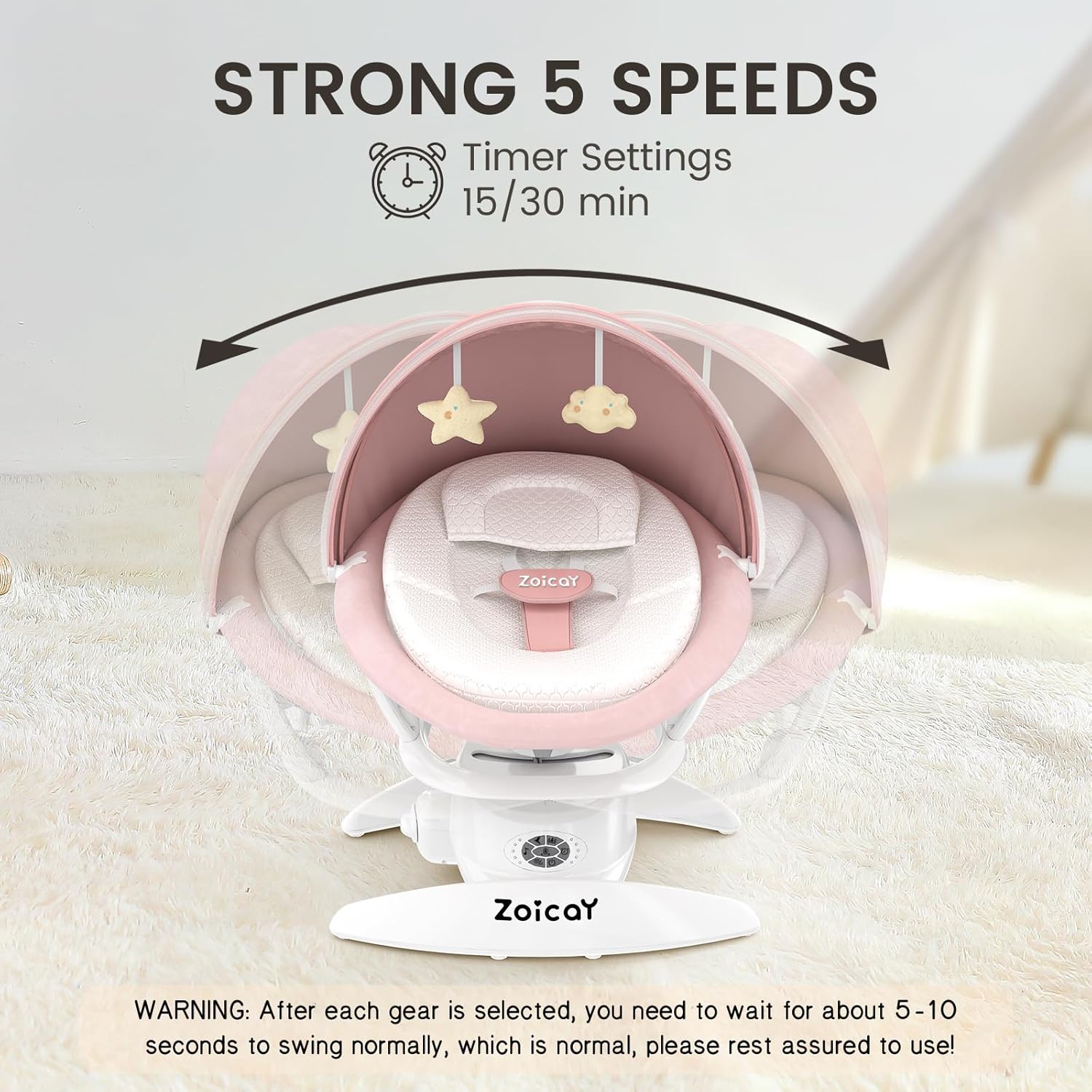Baby Swing For Infants With Motion Detection, Electric Baby Swing With 3 Swing Modes, 12 Lullabies  5-Speeds photo 2