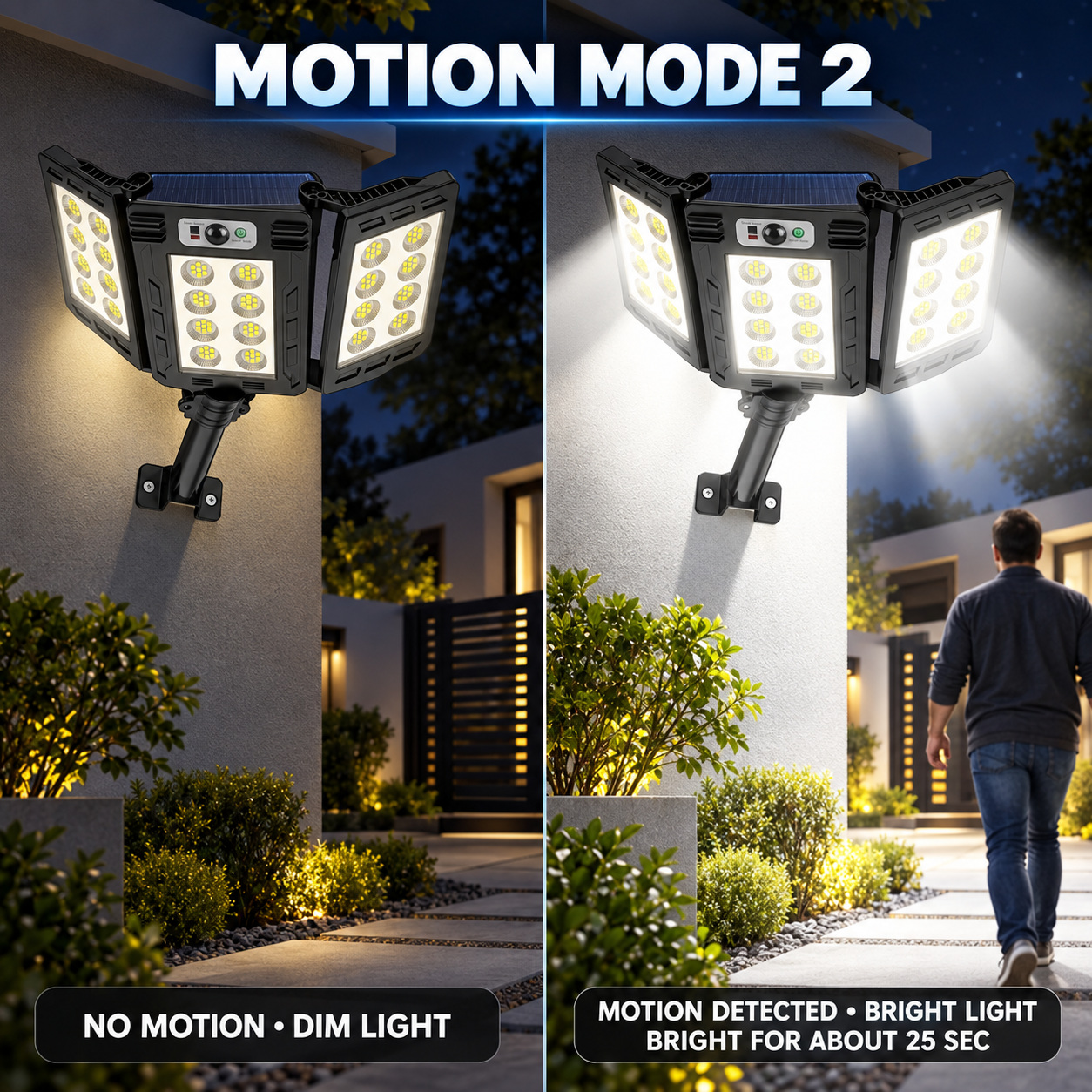 Solar Powered Rechargeable Motion Sensor LED Work Light 3000mAh For Auto W785 8 Battery Street photo 3