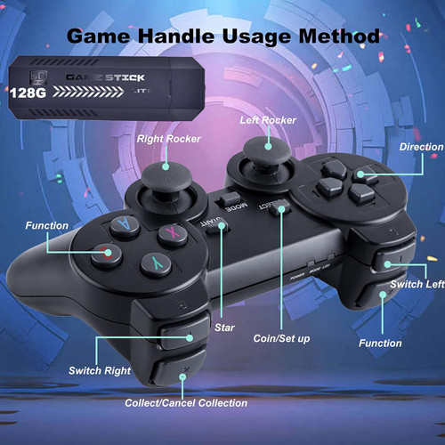 45000- 4K Pre-Loaded Retro Game Stick Console 2X Wireless Controller Video photo 5