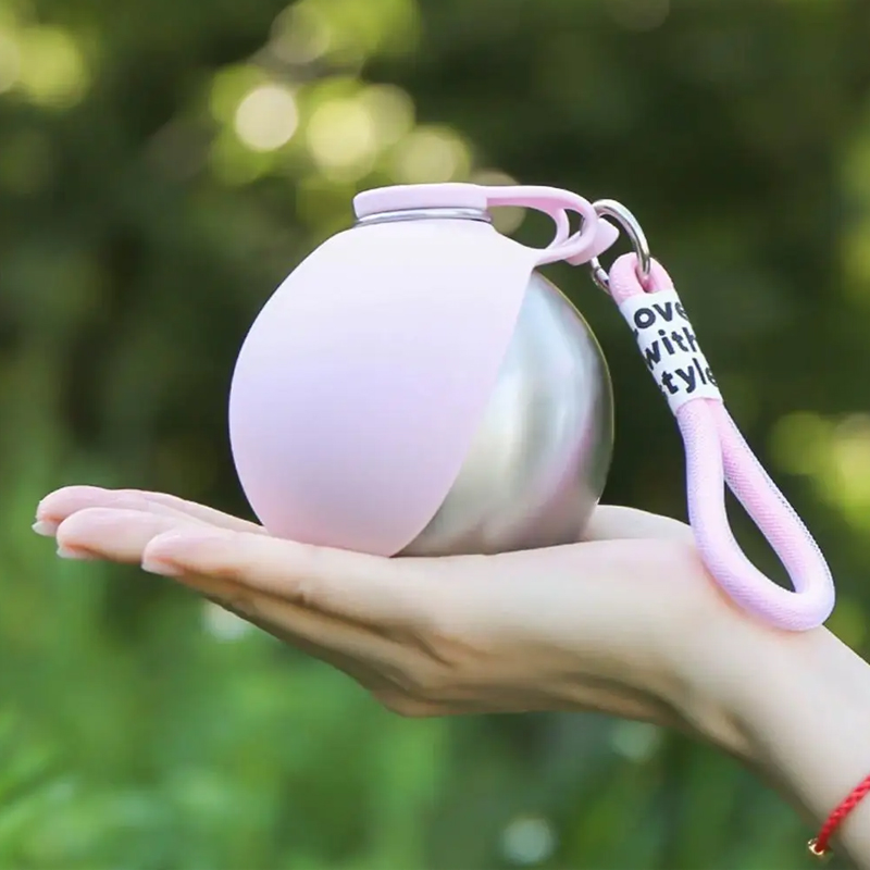 2-in-1 Portable Dog Water Bottle Stainless Steel With Foldable Silicone Bowl photo 8