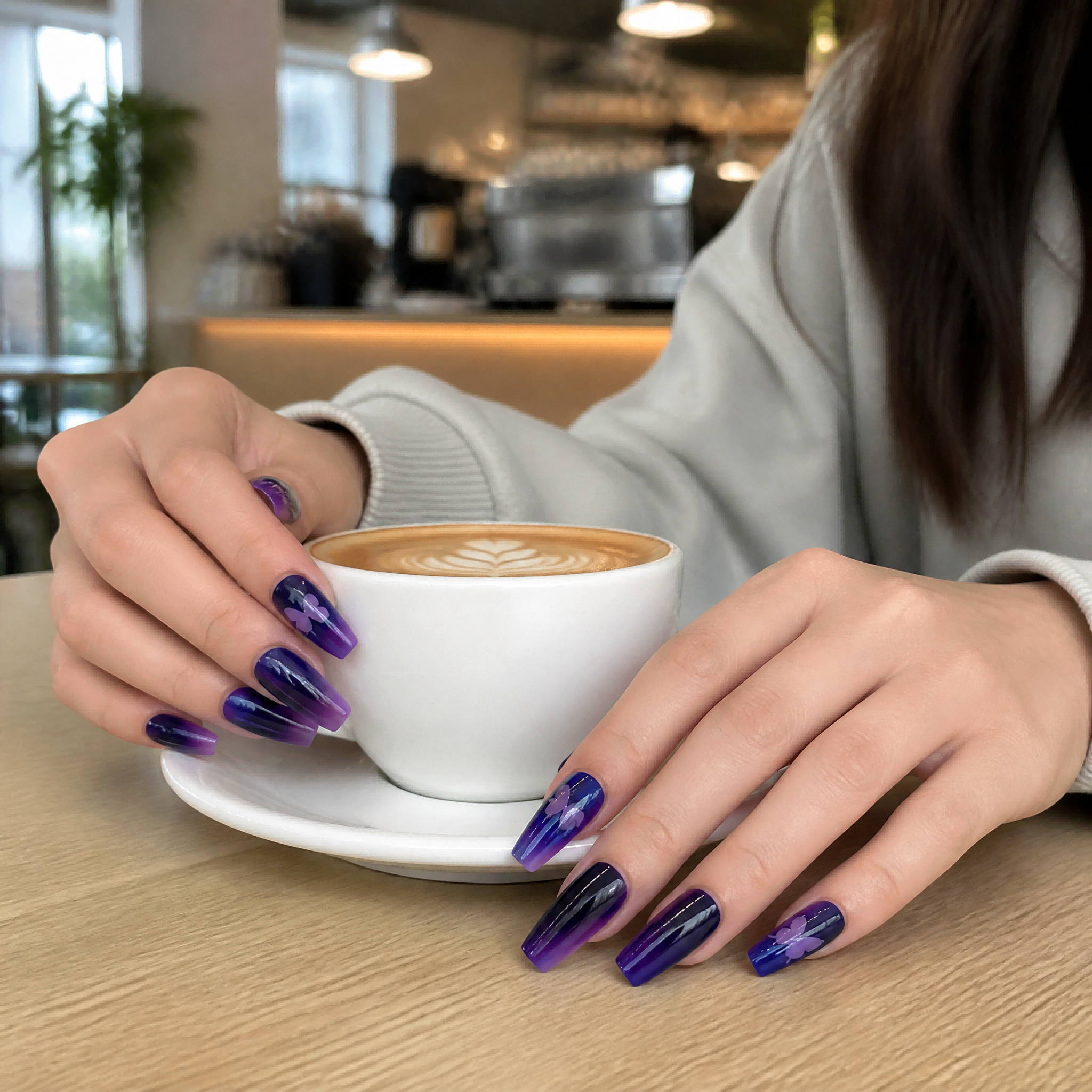 Purple Cat Eye Butterfly Press On Nails photo 1
