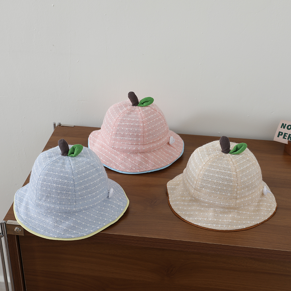 3D-shaped Small Fruit Children's Fisherman Hat, Knitted Jacquard, Contrasting Color Piping, Soft Brim, Outdoor Casual photo 1