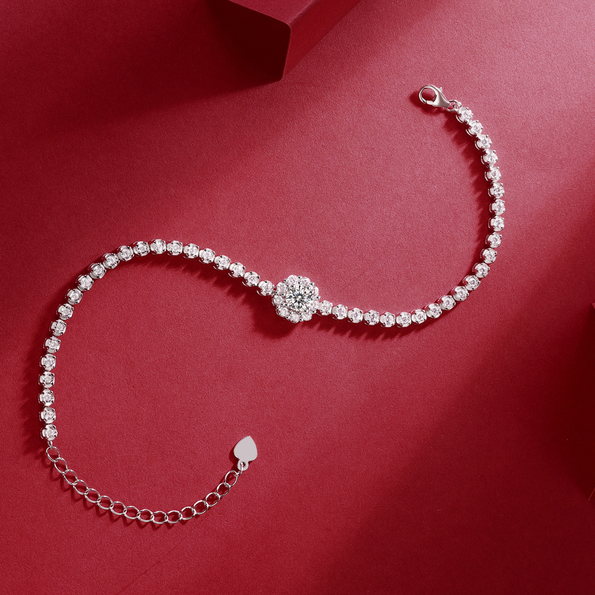 S925 Silver 7.4g Moissanite Tennis Bracelet, 0.5ct D VVS1 Halo, 16&5cm, GRA Certified photo 6