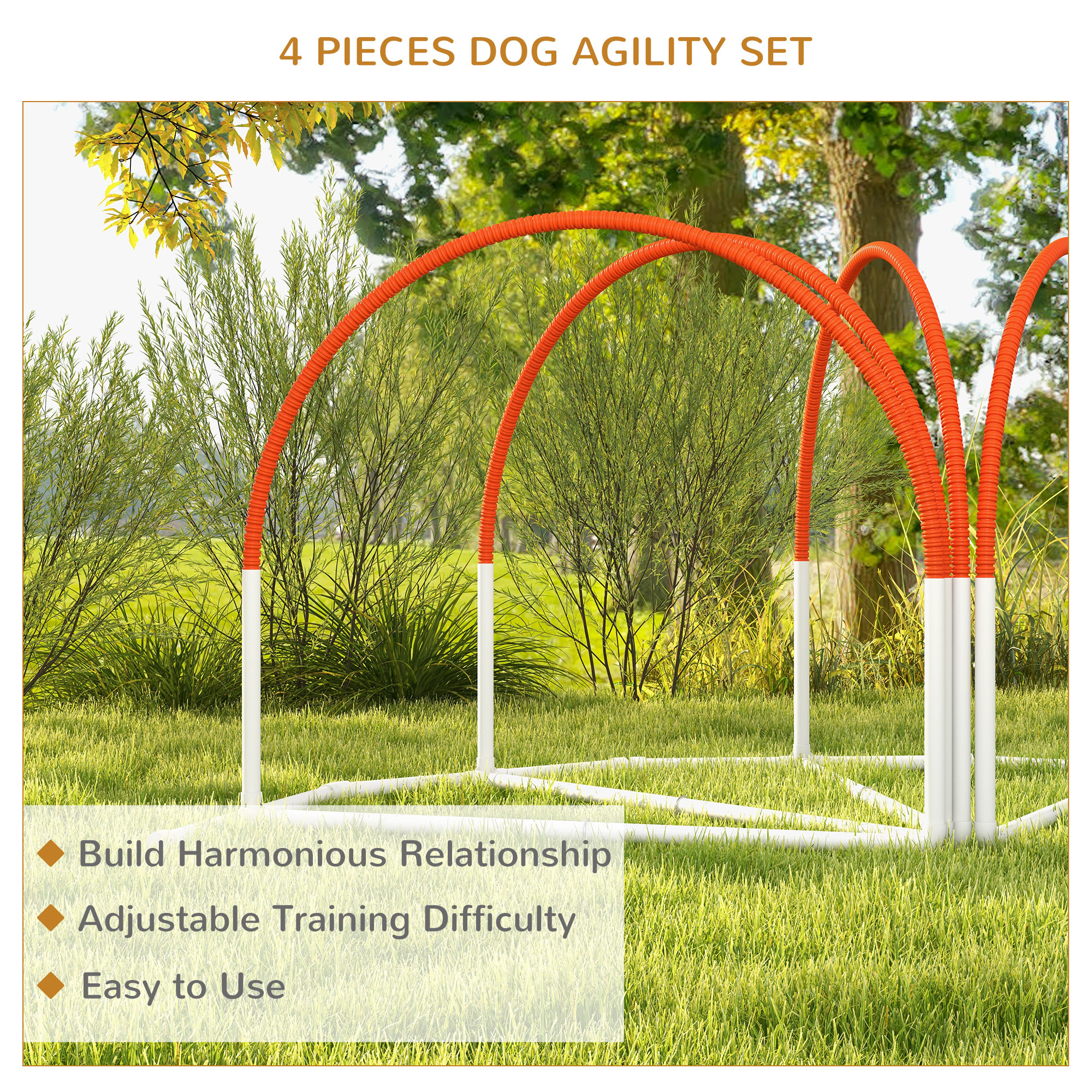 4 PCS Dog Agility Weave Poles Set Outdoor Training Equipment With Oxford Carry Bag Orange photo 5