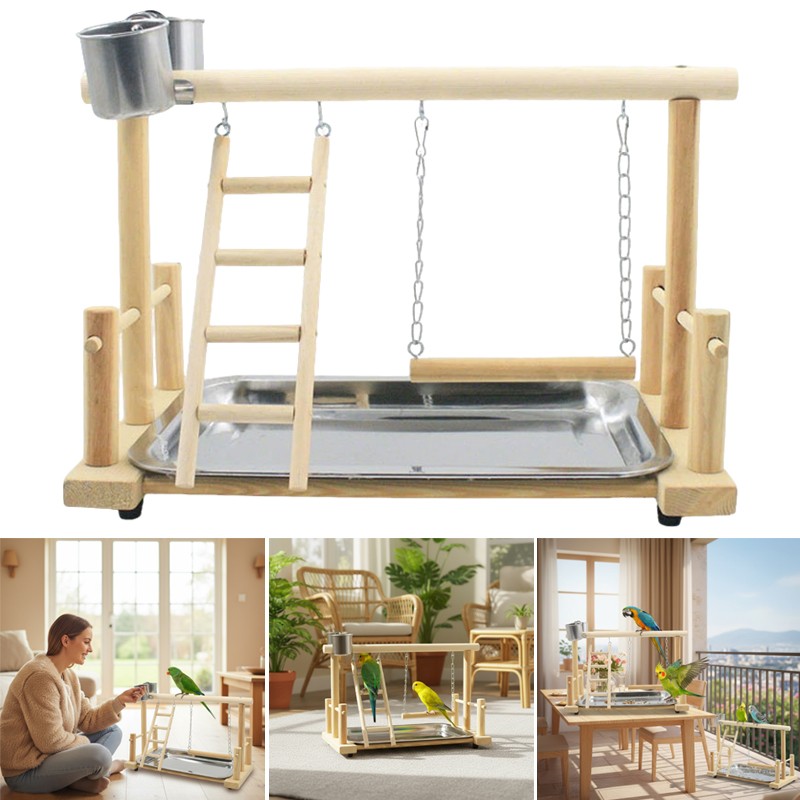 Parrot Playstand Bird Plays Stand Cockatiel Playground Wooden Perch Gym Play photo 6