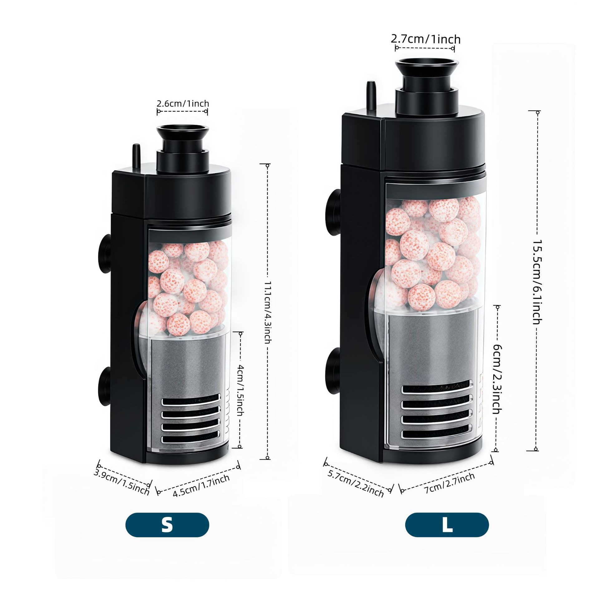Small Aquarium Bio Sponge Filter With Ceramic Balls, 2-5 Gallon Fish Tank Filter For Breeding Fry Betta Shrimp Nano Tanks photo 6