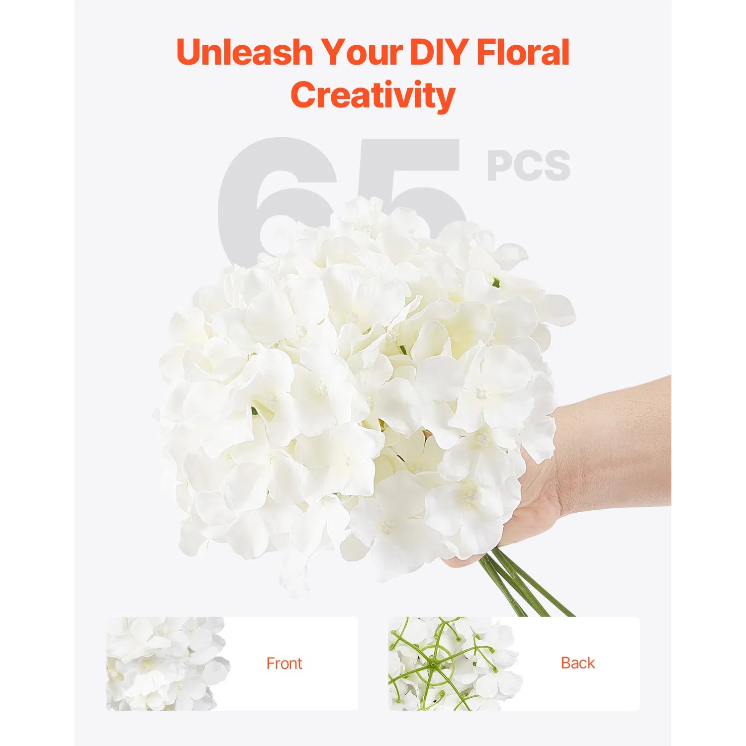 Artificial Flowers, 65 Pcs Real Looking White Silk Fake Hydrangea Bulk, White Faux Bridal Shower With Stems For DIY Wedding Bouquets, Home Centerpieces Arrangements, Party Tables Decorations photo 3