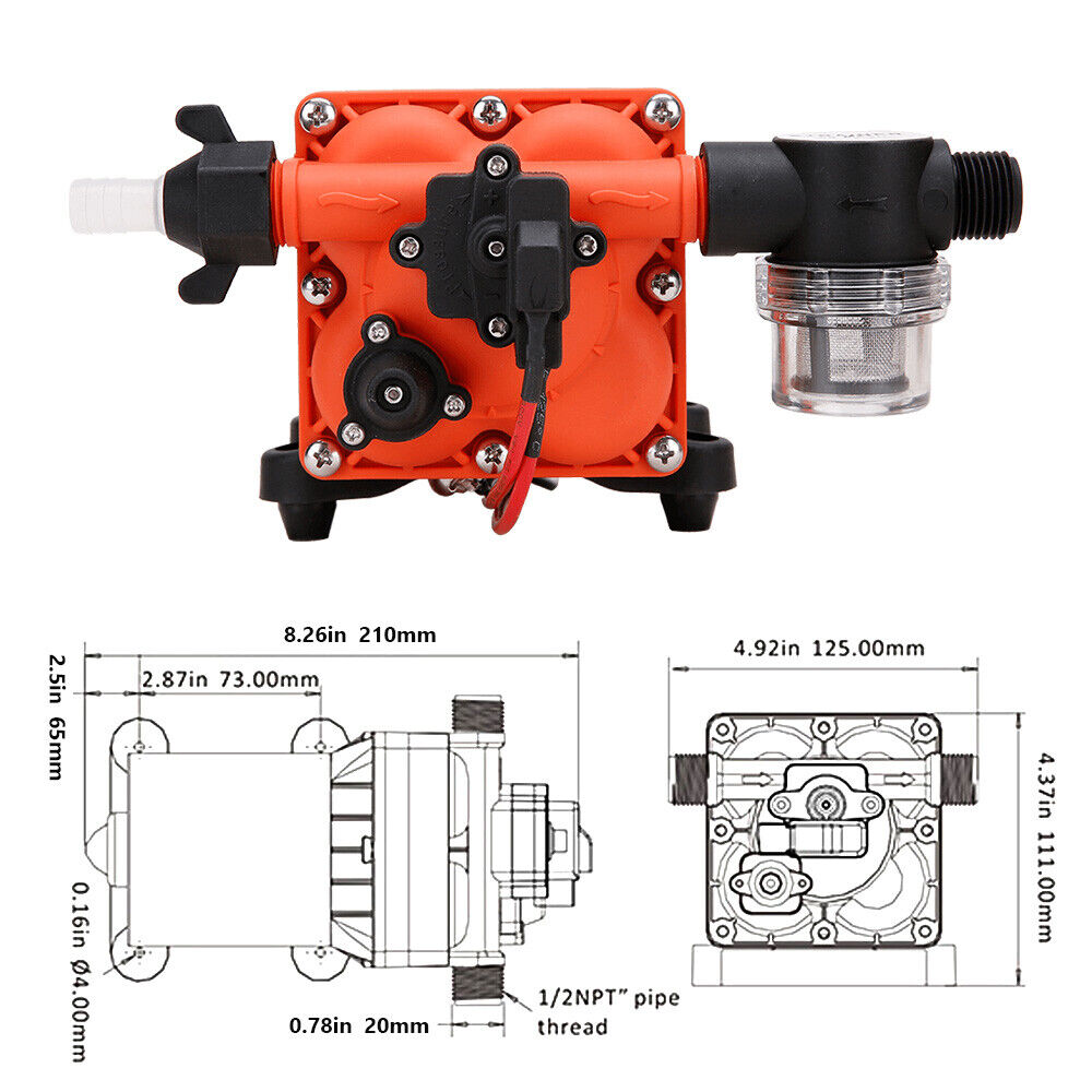 RV  12V Water Pump 55PSI 11.3LPM For Caravan Motorhome Camper Boat photo 3