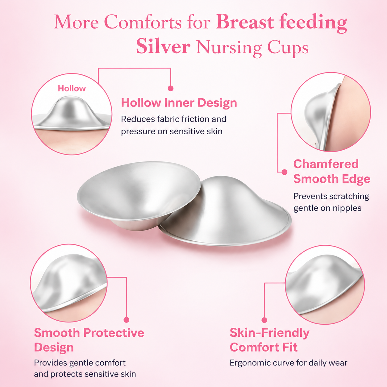 Silver Nipple Protectors Nursing Cups For Breastfeeding Pain Relief Reusable Antibacterial Maternity Care Custom photo 2