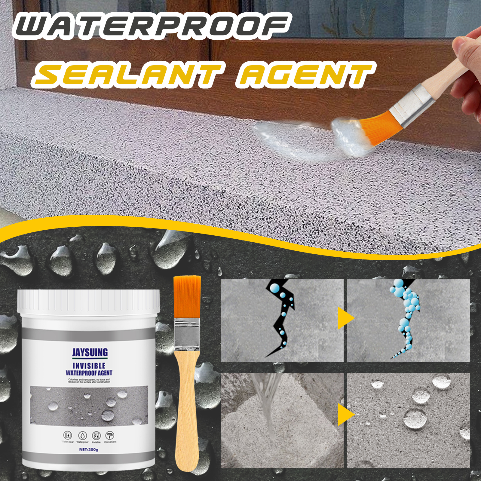 Transparent Waterproof Adhesive 300g Plus Brush  1bottle photo 3