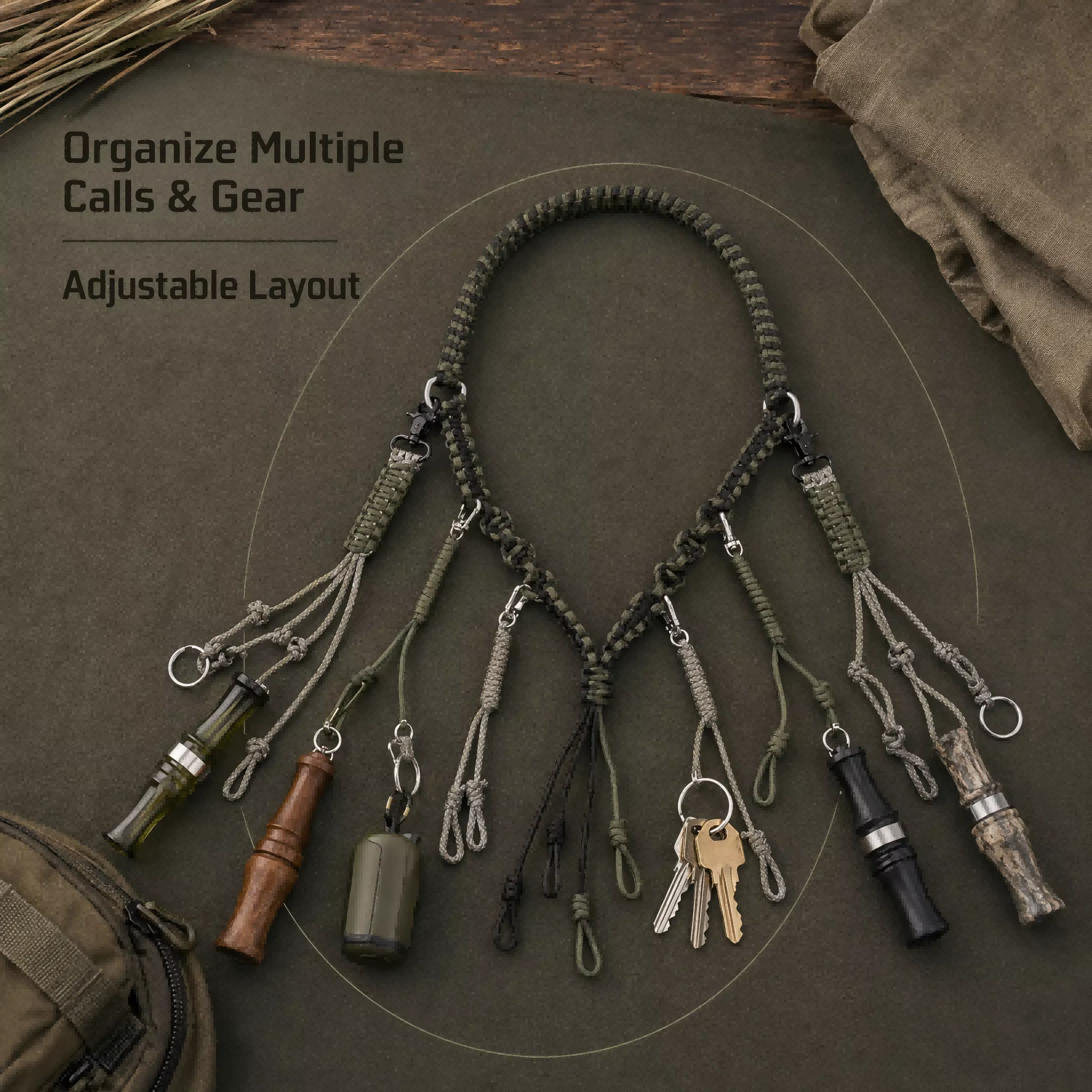 Duck Call Lanyard-Durable High Pressure Polyester Material With Multiple Loops Adjustable Strap For Waterfowl Hunting Outdoors photo 3