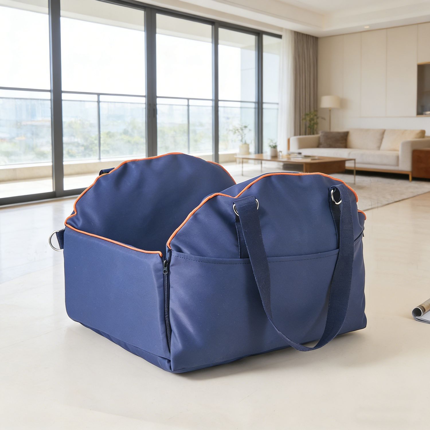 Multi-functional Portable Car Console Pet Carrier, Large-Capacity Dog Travel Bag photo 2