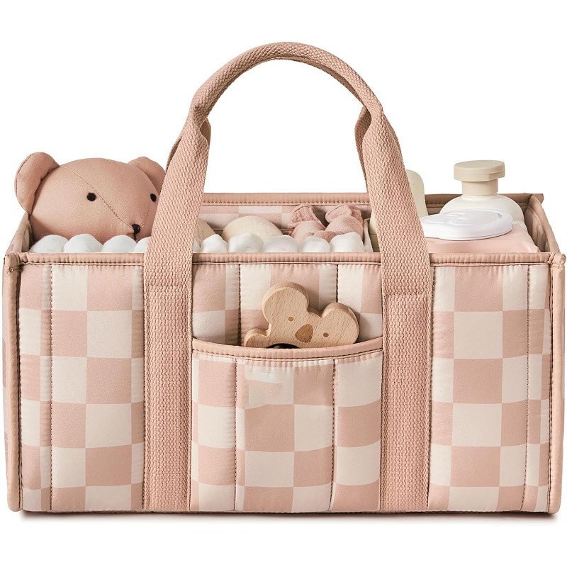 Handheld Portable Mommy Bag Large Capacity Professional Customized Maternal And Child Storage Bag Storage Bag - Pink Grid photo 1