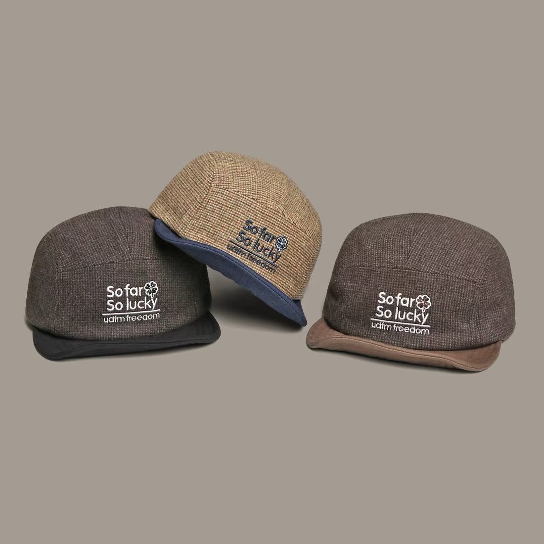 Korean-style Multi-color Lettered Soft Brimmed Baseball Cap For Autumn And Winter, Featuring Retro Small-checkered Pattern. Trendy And Versatile Casual Hat photo 6