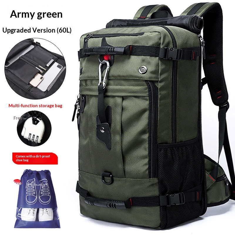 Large Capacity Men's Business Leisure Travel Bag Multi Functional Wear Resistant Outdoor Mountaineering Bag Business Travel Backpack - Military Green photo 6