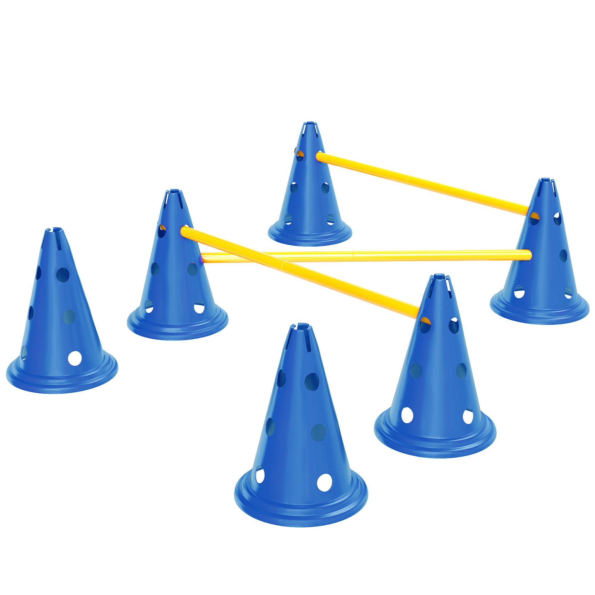 Dog Agility Equipment Set Of Six Cones, Six Poles With Carry Bag, Three-Piece Adjustable Height Jumping Obstacles, Blue photo 8