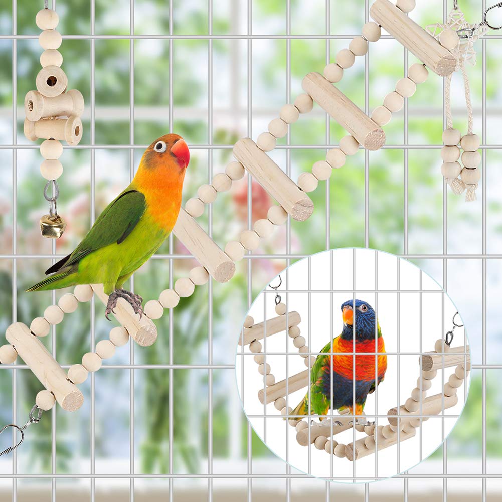 Bird Parrot Swing Toys, Chewing Standing Hanging Perch Hammock Climbing Ladder Bird Cage Toys For Budgerigar, Parakeet, Conure, Cockatiel, Mynah, Love Birds, Finches And Other Small To Medium Birds photo 4