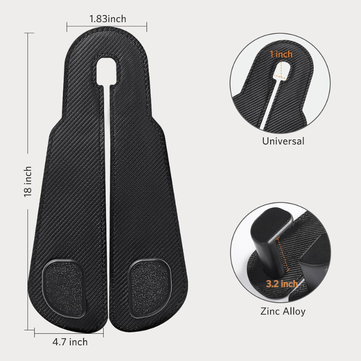 CoBak Extra Wide Car Seat Back Hooks, Premium Stitched Leather Headrest Hangers With Wide Slot Structure, Universal For Any-Width Purses, Handbags, Bags 2 Pack Carbon Fiber Black photo 3