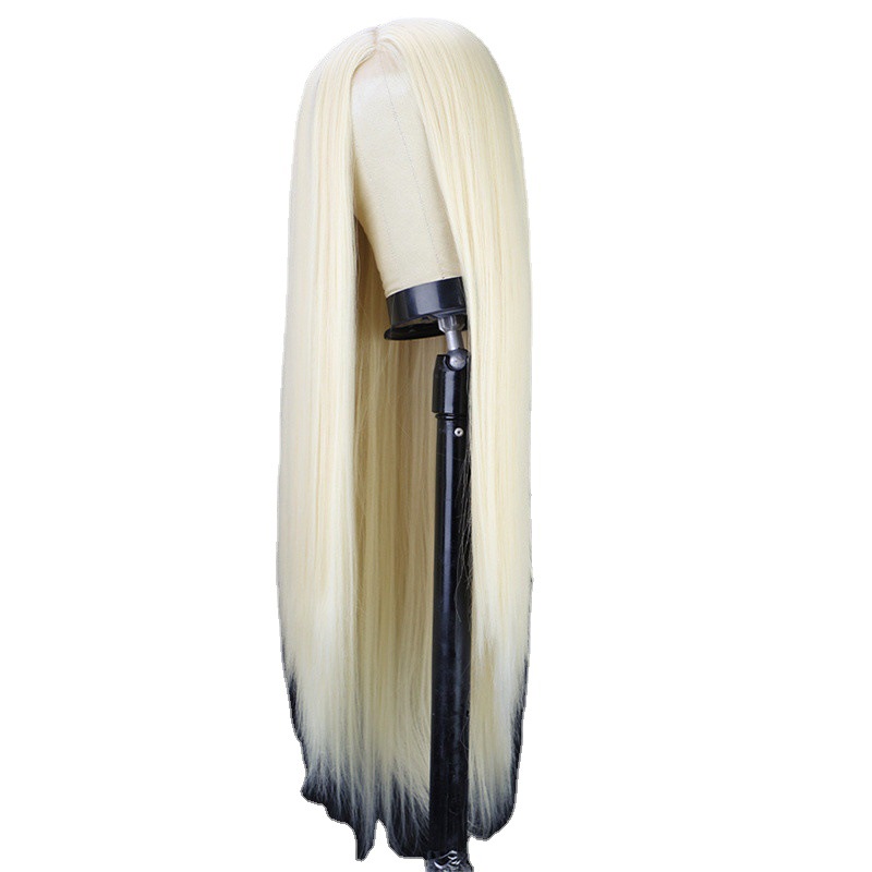 Black Long Straight Center Point Natural And Lifelike Headgear Temperament Non-marking Chemical Fiber photo 8