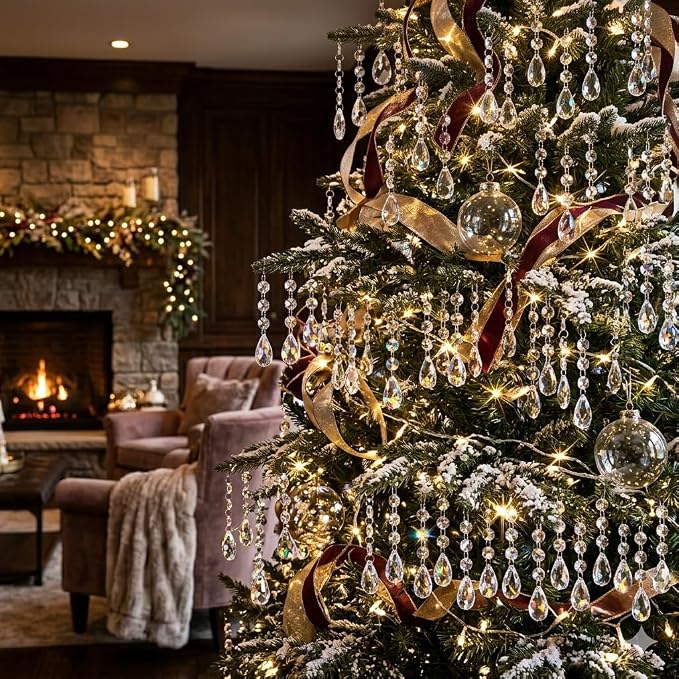 30-Piece Crystal Acrylic Teardrop Christmas Ornaments Hanging Garland Set For Tree And Holiday Decor photo 3