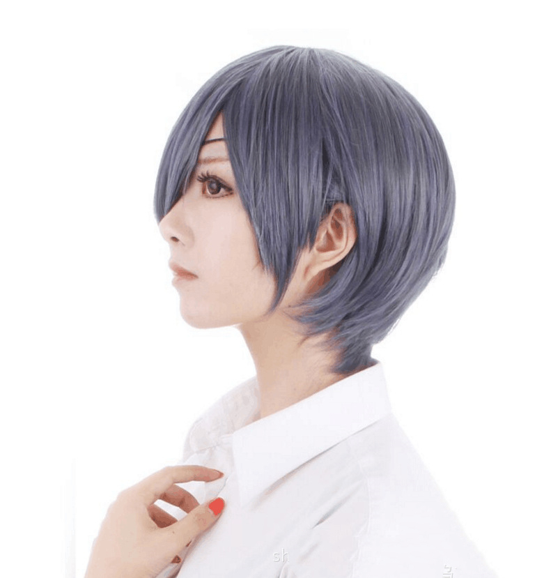 Wig Men's Purple Gray Mixed Color Short Hair photo 2