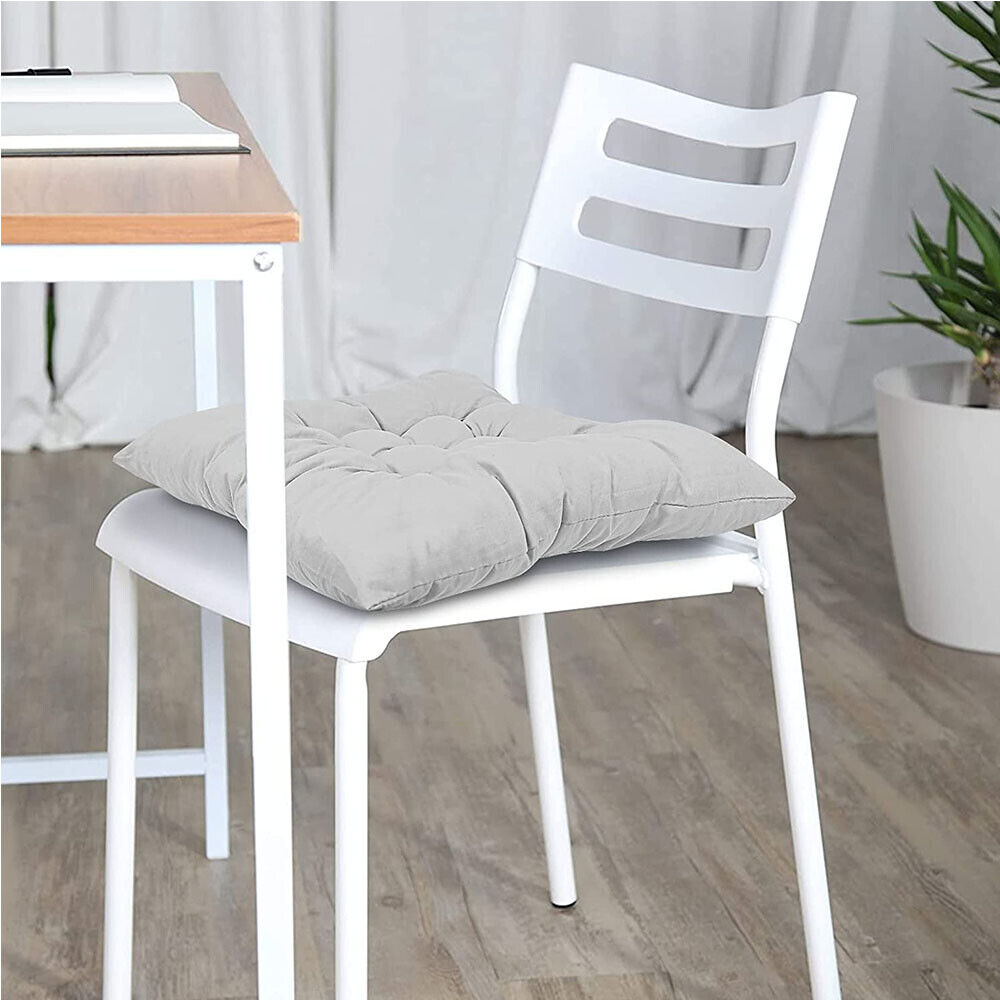 4 Pack Seat Pad Dining Room Garden Kitchen Chair Seat Cushions Tie On Plain UK photo 4