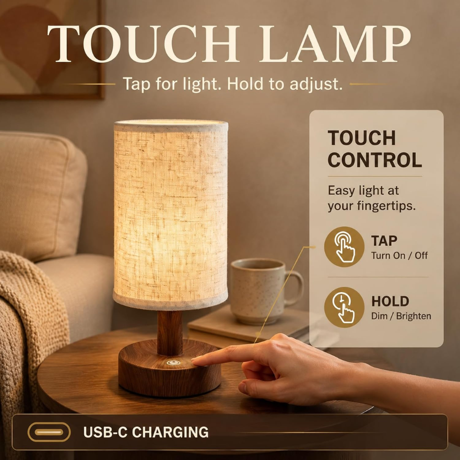 Mini Cordless Bedside Lamp, Touch Rechargeable LED Night Light photo 5