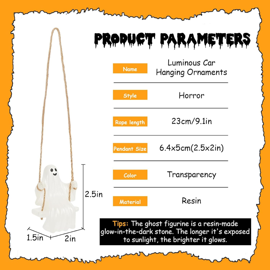 Swinging Ghost Car Rearview Mirror Hanging Ornament, Luminous Pendant For Car Interior Decor photo 6