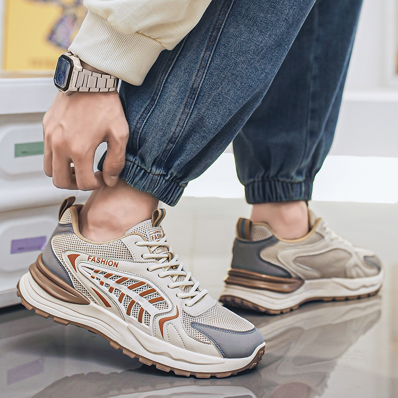New Men's Breathable Mesh Sports Shoes, Korean Trendy Versatile Thick Sole Casual Dad Sneakers, Fashion Footwear For Men photo 5