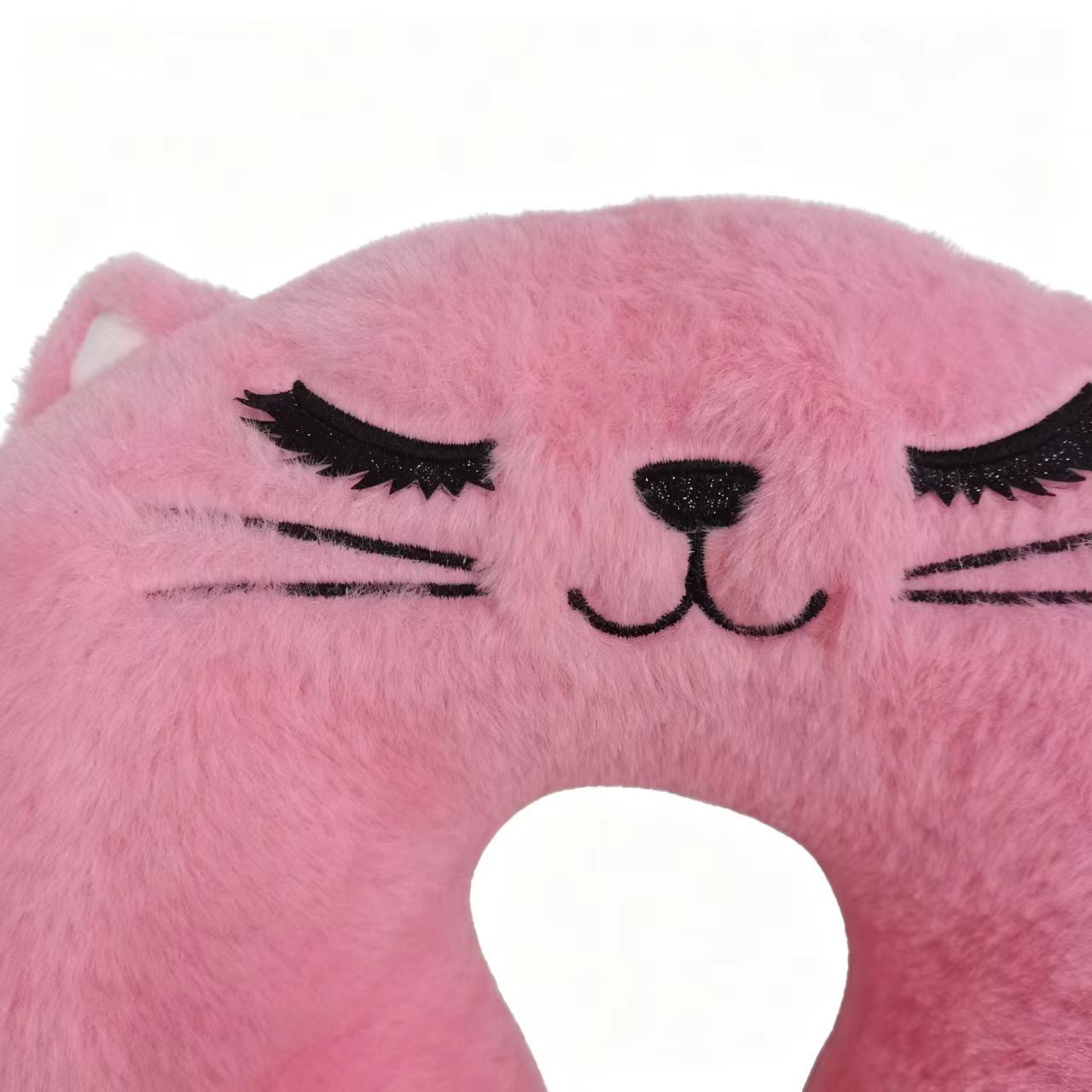 Cute Angry Cat Plush Travel Neck Pillow, PP Cotton Filled U Shaped Neck Support Cushion, Soft Fluffy Neck Rest For Airplane Car Office Nap photo 3
