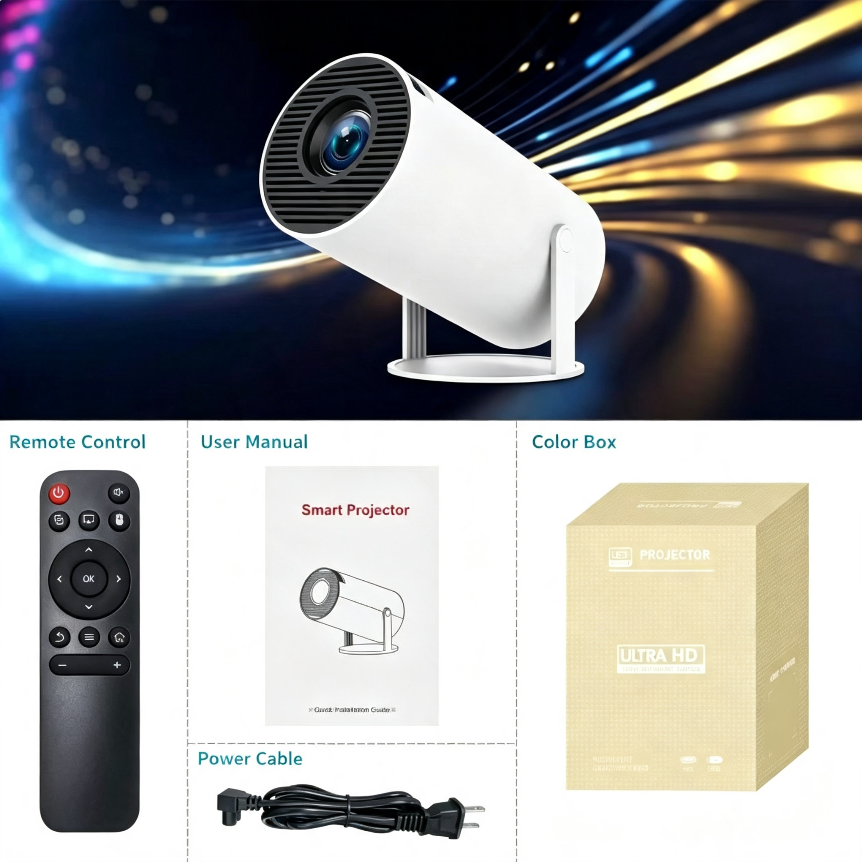 Smart Projector, 1080P Full HD Home Theater Projector, Max 130cm Projection Screen, 65W Portable Mini Projector For Home Cinema, Movie & Party photo 2