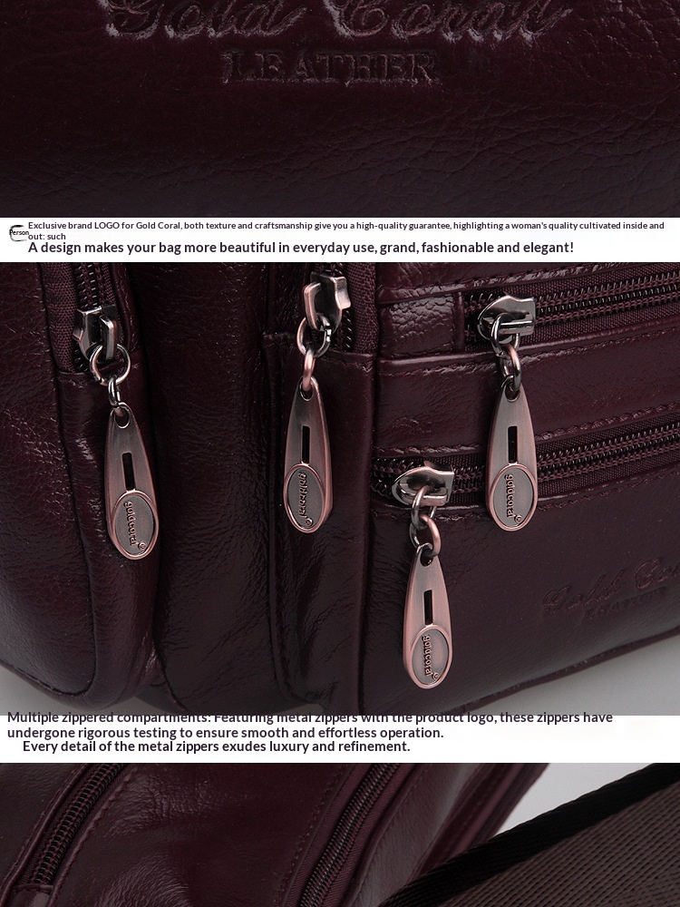New Cowhide Single Shoulder Crossbody Bag For Middle-aged And Elderly Mothers, With Layered Leather And Leather For Casual Crossbody - Black photo 8