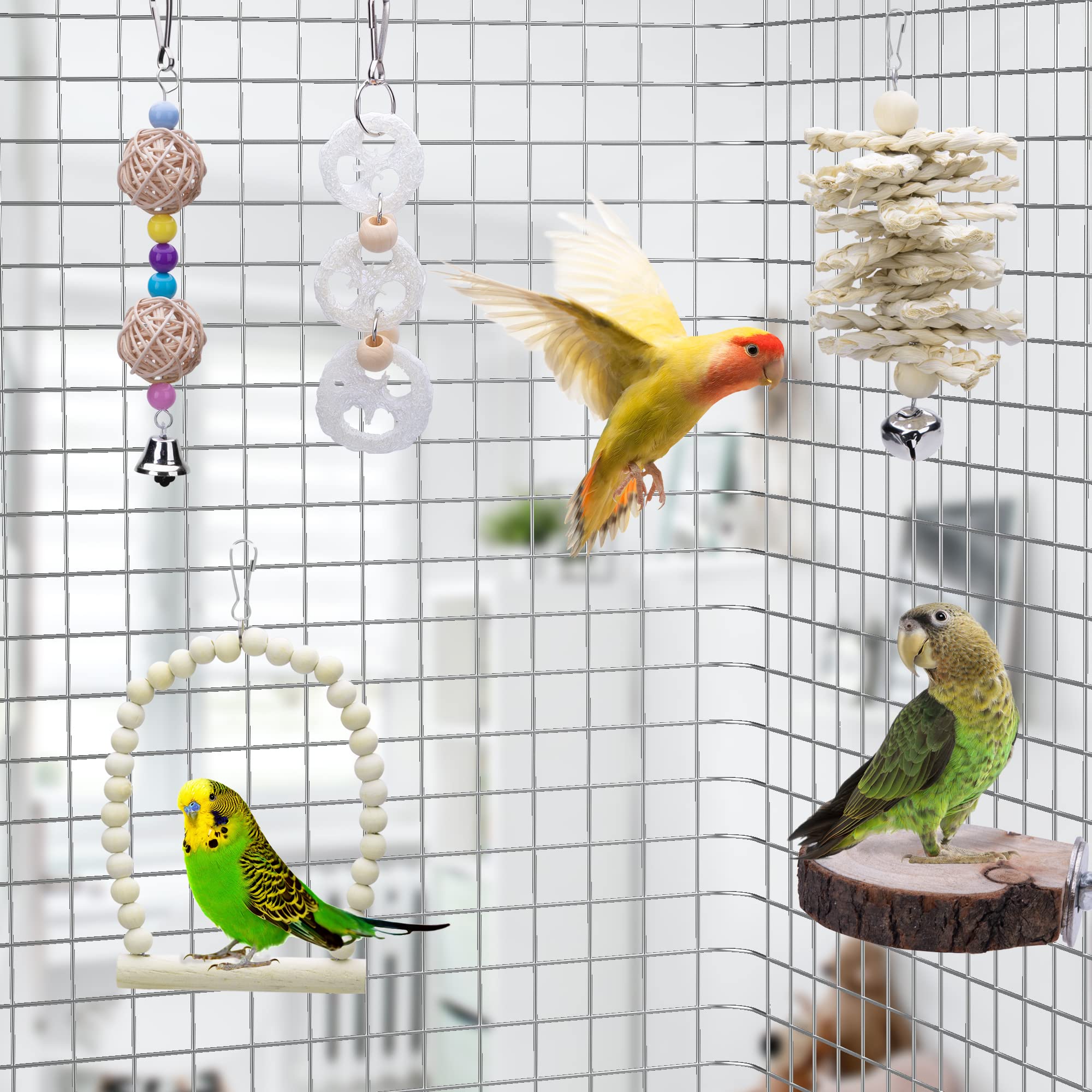8 Packs Of Bird Parrot Swing Chewing Toys-Natural Wood Bird Climbing Hanging Cage Toys Suitable For Small Parakeets, Cockatiels, Conures, Finches,Budgie,Macaws, Parrots, Love Birds photo 4