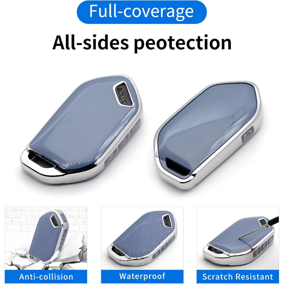 KIA Key Cover And Key Chain Blue Set, Protective Remote Key Case For Sportage, Telluride And K5 Car Keys photo 2