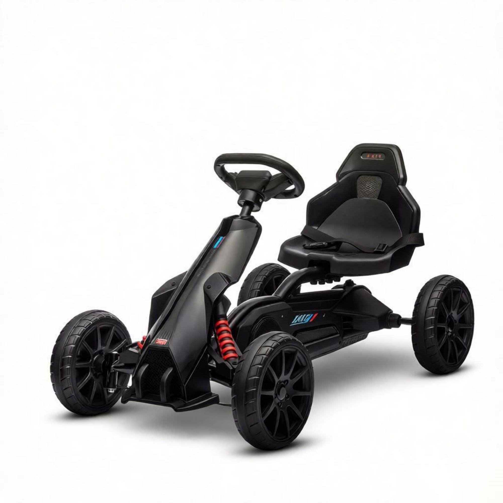 Black Children's Pedal Kart, Adjustable Seat, Durable Swing Axle, Safe Outdoor Riding Toy photo 1