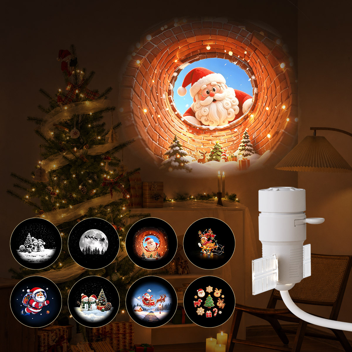 Christmas Projector Lights, USB Plug-in Starry Sky Night Light With 16 Projection Films, 360 Rotatable Santa Snowman Pattern Projector Lamp For Bedroom Living Room Christmas Party Home Decor, Ideal C photo 7