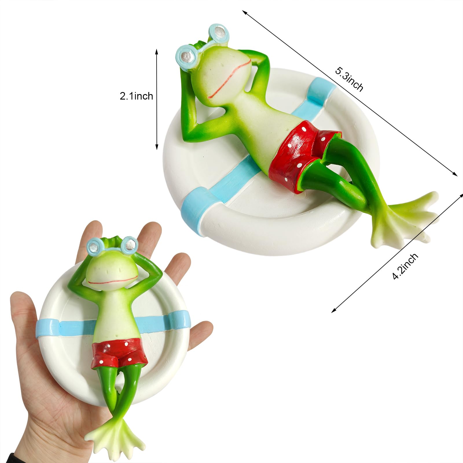 Floating Frog On Swim Ring Resin Aquarium Ornament, Fish Tank Decor, Water Surface Accessory photo 2