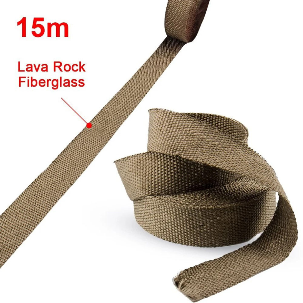 15M 50mm 2mm Heat Resistant  Exhaust Wrap Titanium With 10 Stainless Steel Ties photo 2