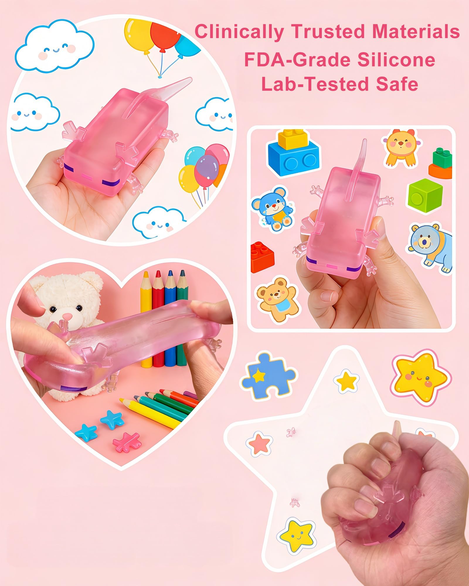 1Pc Axolotl Cube  Stress Balls, Slow Rising Sensory Toy For Adults Soft Washable Kawaii Axolotl Fidget Toys For ADHD, Anxiety Relief, Cute Party Favor, Desk Decor & Autism For Teens & Adults photo 8