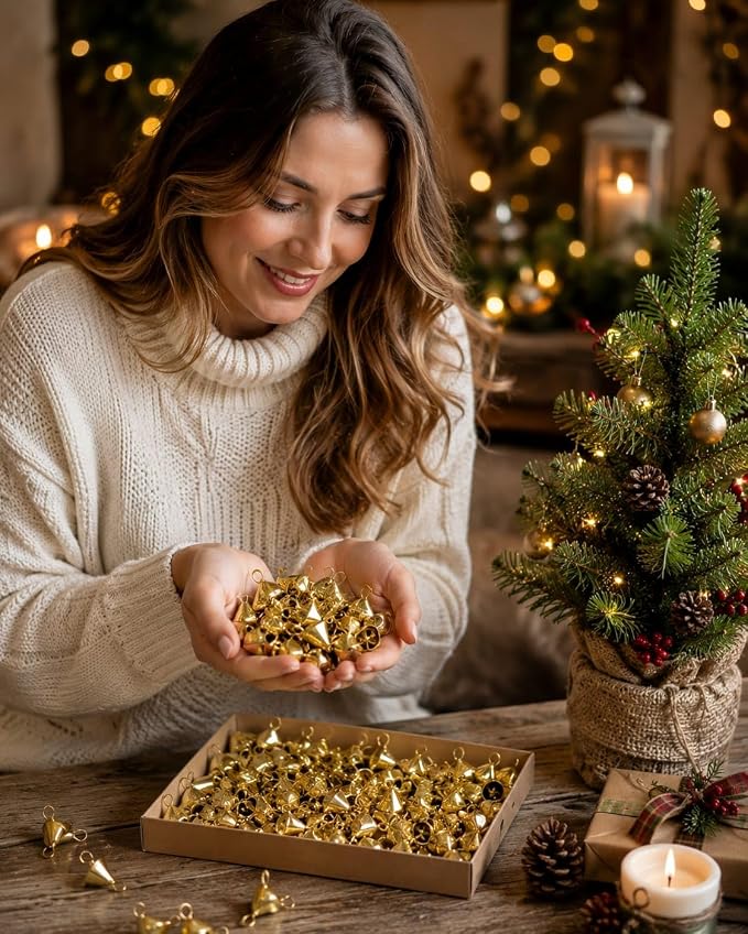 50-Piece Mini 2.5cm Vintage Jingle Bells Rustic Tin Bells For Christmas Tree Crafts And Holiday Decor photo 4
