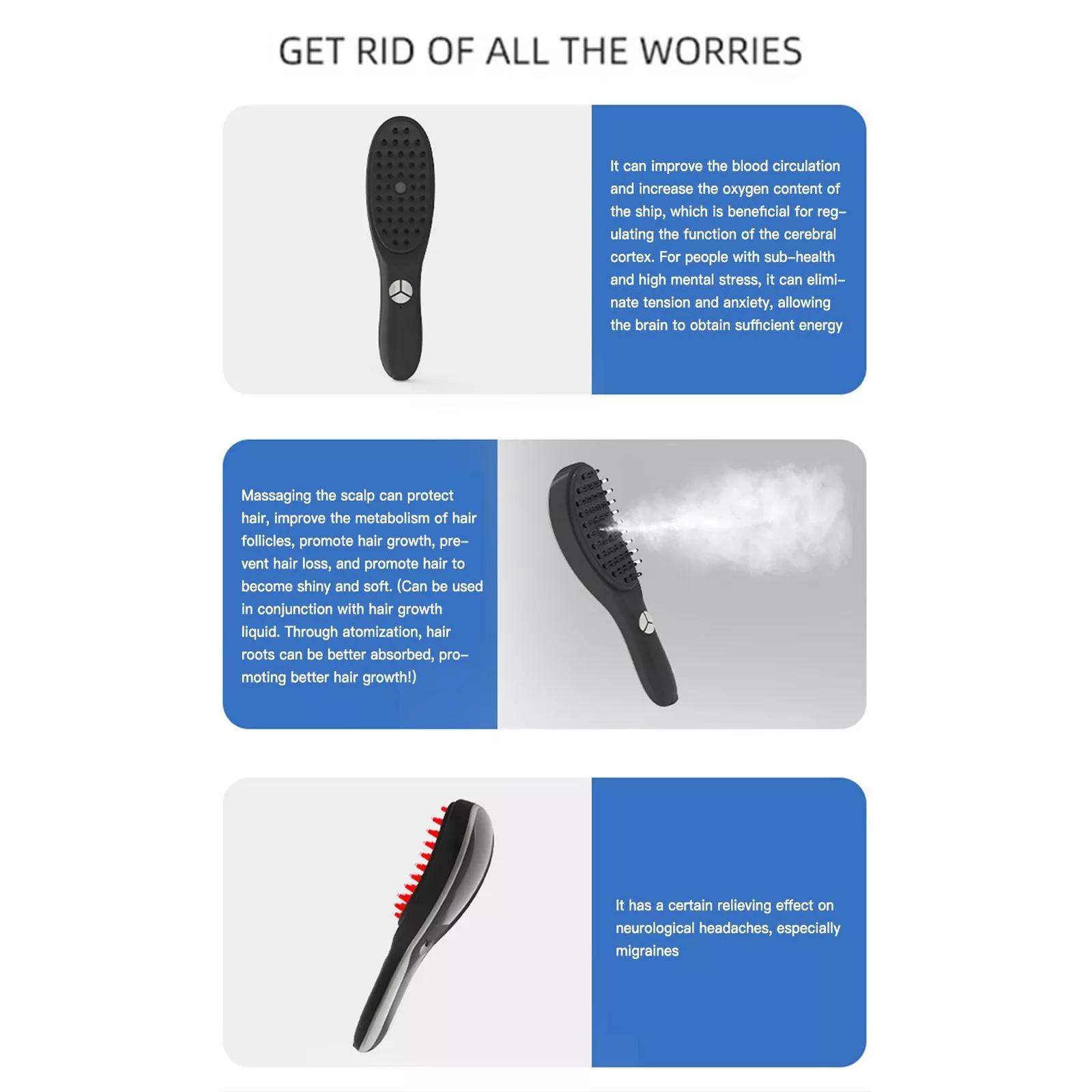 Electric Vibration Hair Growth Comb Massager Red Light Therapy Massage Brush photo 3