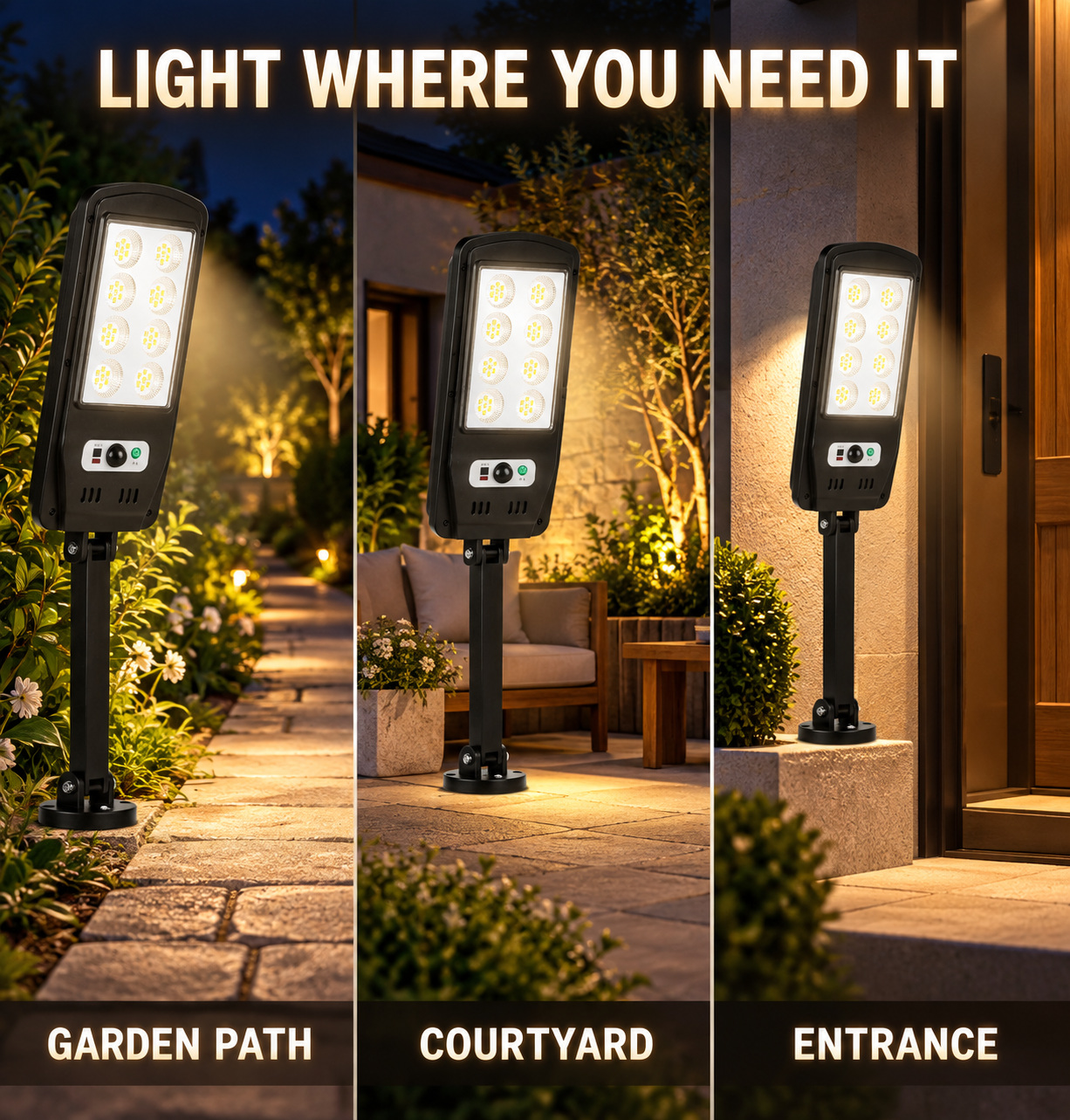 Solar Powered Rechargeable Motion Sensor Waterproof LED Work Light 20W 1500mAh For W755 8 IP65 photo 3
