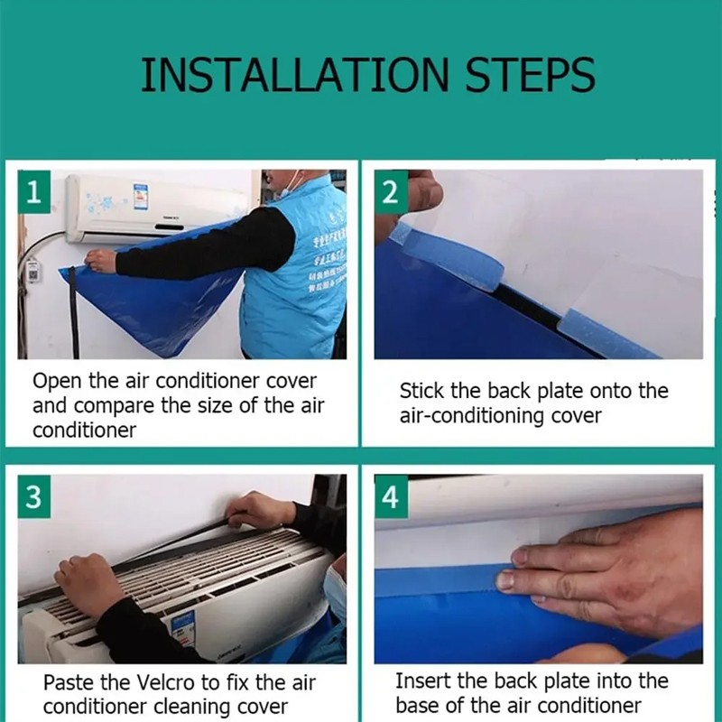 Wash Cover Air Conditioner Cleaning Bags Waterproof Wall Mounted Protectors Kit photo 3