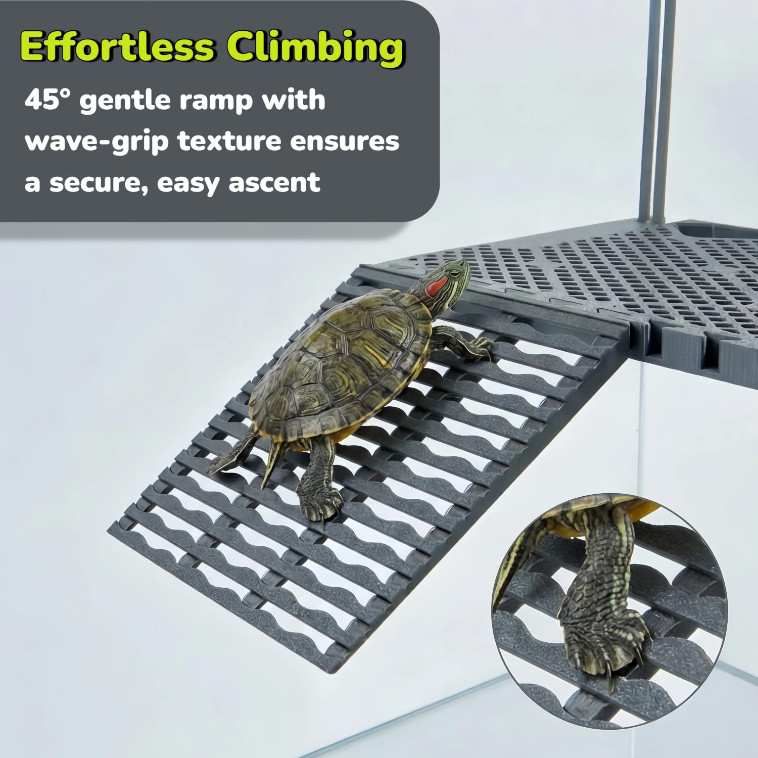 Hanging Turtle Basking Platform With Built-in Food Tray, Zero Zip-Tied, Non-Slip Ramp Terrace, Resting Turtles Dock, For 25-75 Gallon Aquariums Frog Turtle Turtle Tank Accessories photo 7