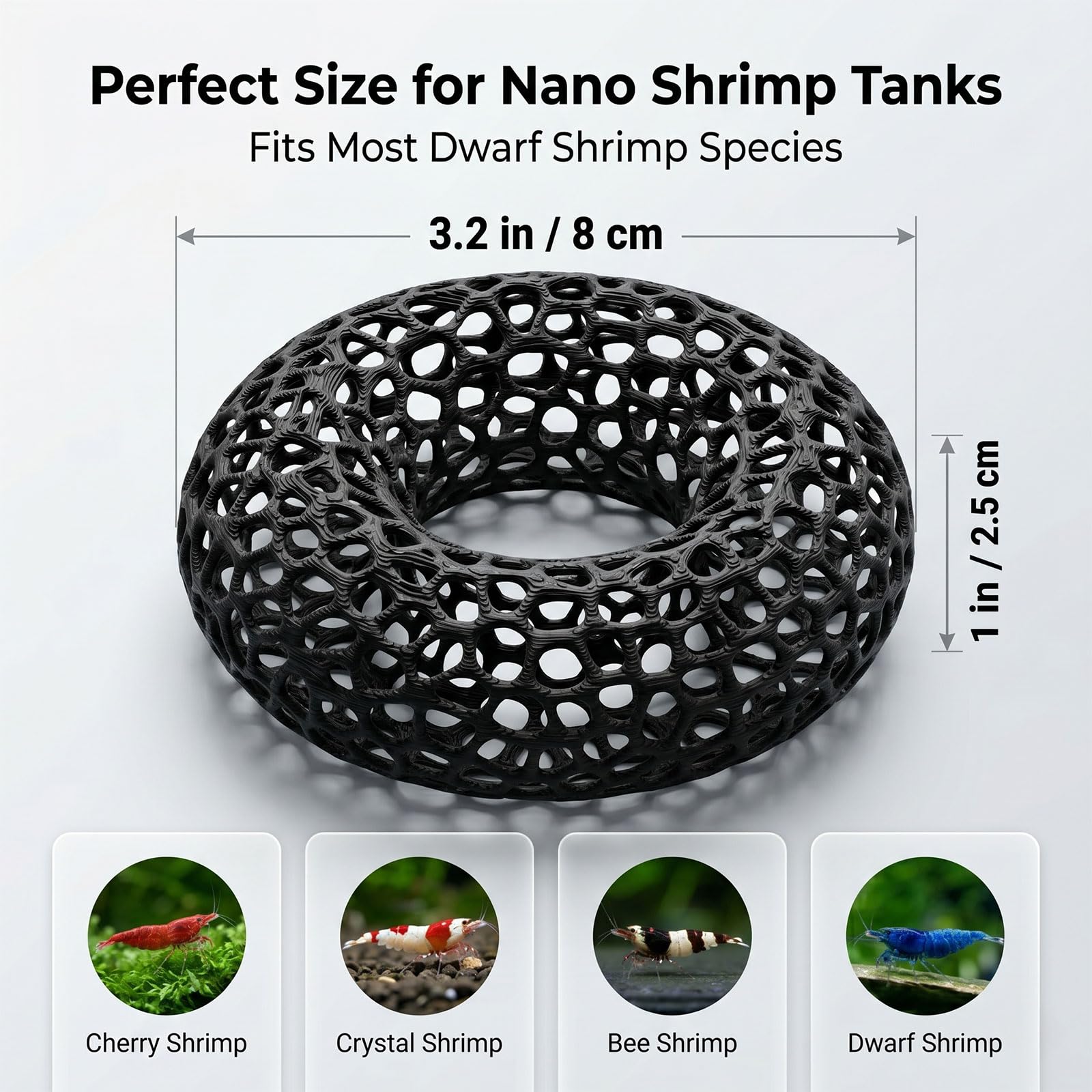 Shrimp Cave For Moss & Plants, 2-Pack Aquarium Hide For Neocaridina, Cherry &  Shrimp, Aquascape Decor For Ferns & Anubias, Black photo 6