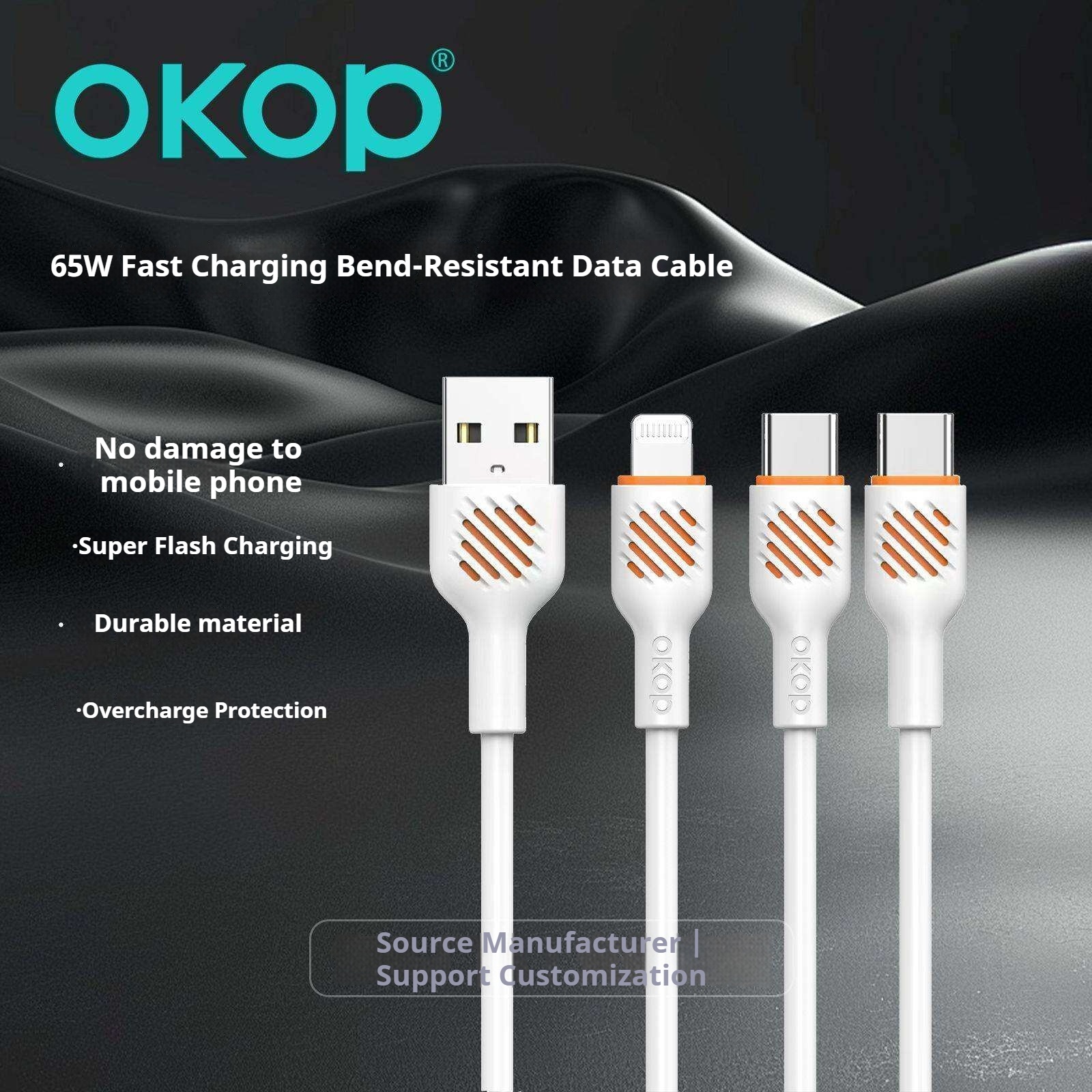 KP-317 Fast-Charging Data Cable 65W Thickened Mobile Phone Charging Cable Compatible With Huawei Apple And Android Hot-Selling Cross-Border Product photo 2