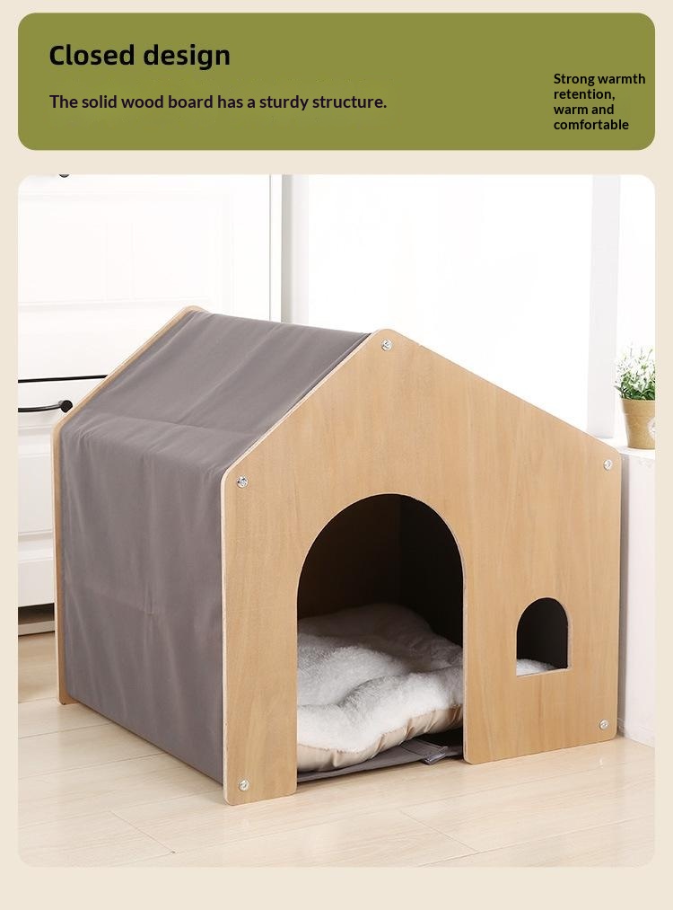 All-season Eco-friendly Solid Wood Pet Furniture, Washable & Breathable Cat Dog Bed photo 2